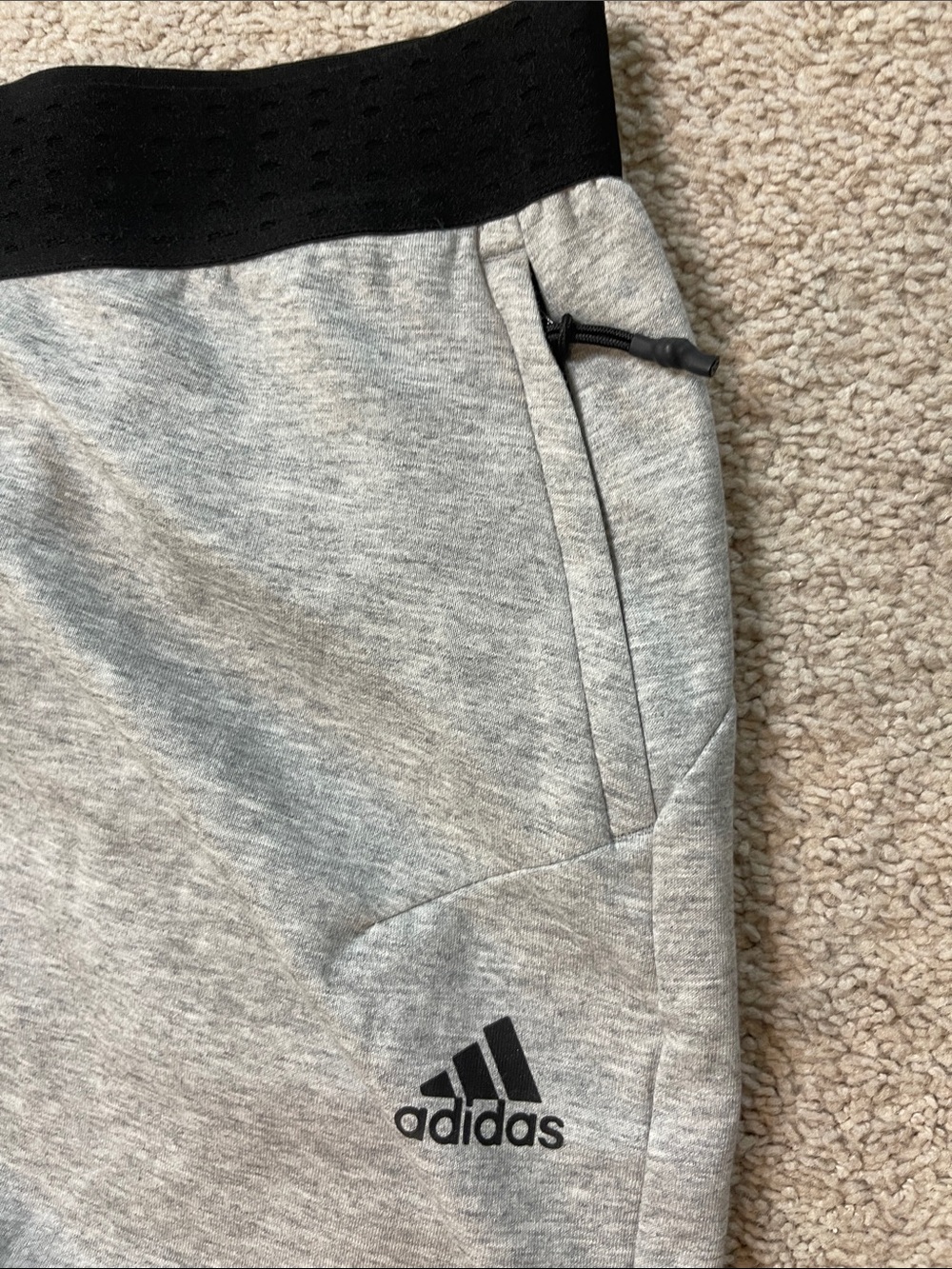 adidas adult Light Gray Jogger Sweatpants with Black Waistband - Picture 3 of 6